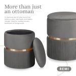 2x side table storage ottoman velvet padded stool vanity footstool remi grey 2x side table storage ottoman velvet padded stool vanity footstool remi grey