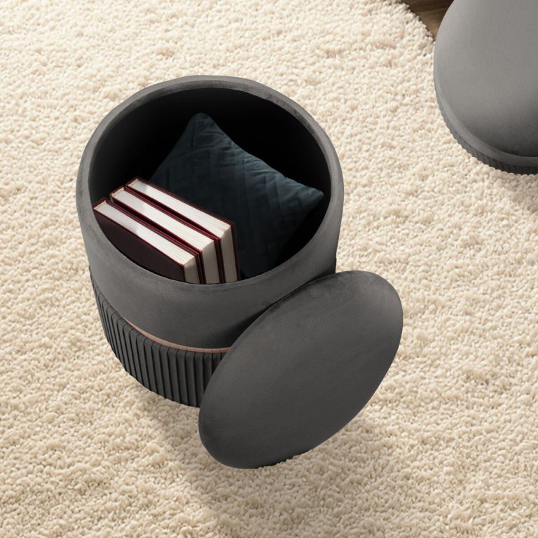 2x side table storage ottoman velvet padded stool vanity footstool remi grey 2x side table storage ottoman velvet padded stool vanity footstool remi grey