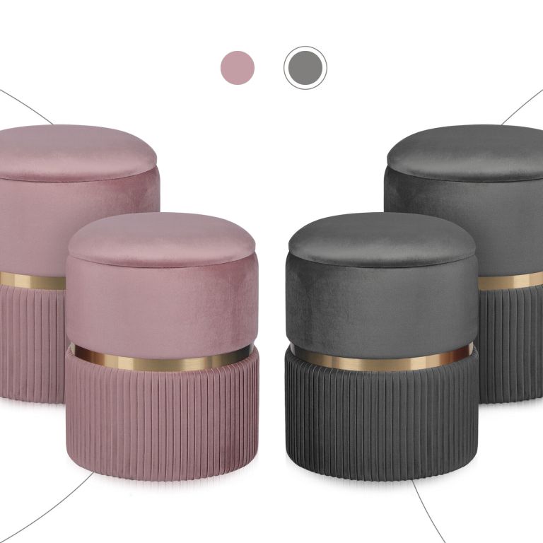 2x side table storage ottoman velvet padded stool vanity footstool remi grey 2x side table storage ottoman velvet padded stool vanity footstool remi grey