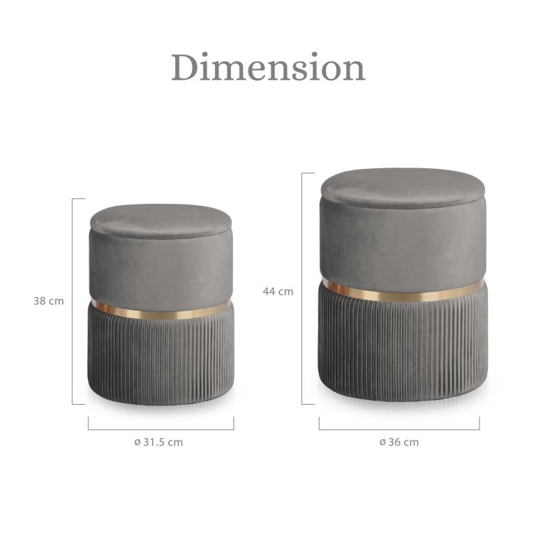 2x side table storage ottoman velvet padded stool vanity footstool remi grey 2x side table storage ottoman velvet padded stool vanity footstool remi grey