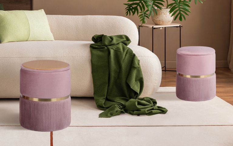 2x side table storage ottoman velvet padded stool vanity footstool remi pink 2x side table storage ottoman velvet padded stool vanity footstool remi pink
