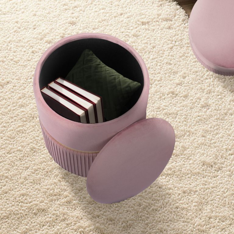 2x side table storage ottoman velvet padded stool vanity footstool remi pink 2x side table storage ottoman velvet padded stool vanity footstool remi pink
