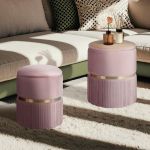 2x side table storage ottoman velvet padded stool vanity footstool remi pink 2x side table storage ottoman velvet padded stool vanity footstool remi pink