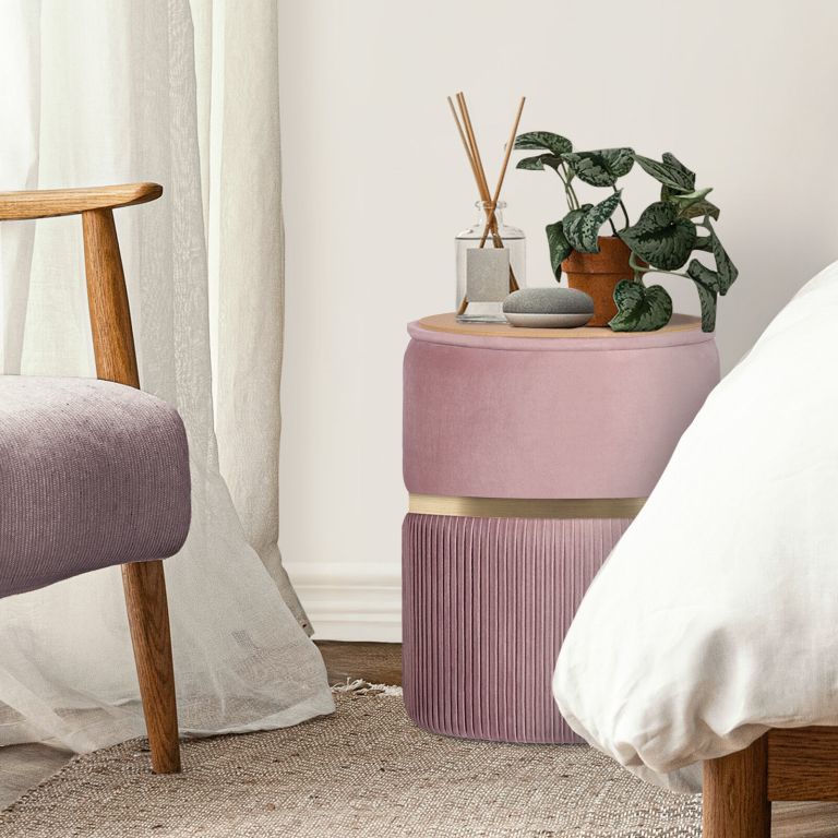 2x side table storage ottoman velvet padded stool vanity footstool remi pink 2x side table storage ottoman velvet padded stool vanity footstool remi pink