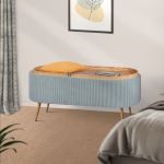 coffee table storage ottoman corduroy padded blanket box bench esme dusty blue