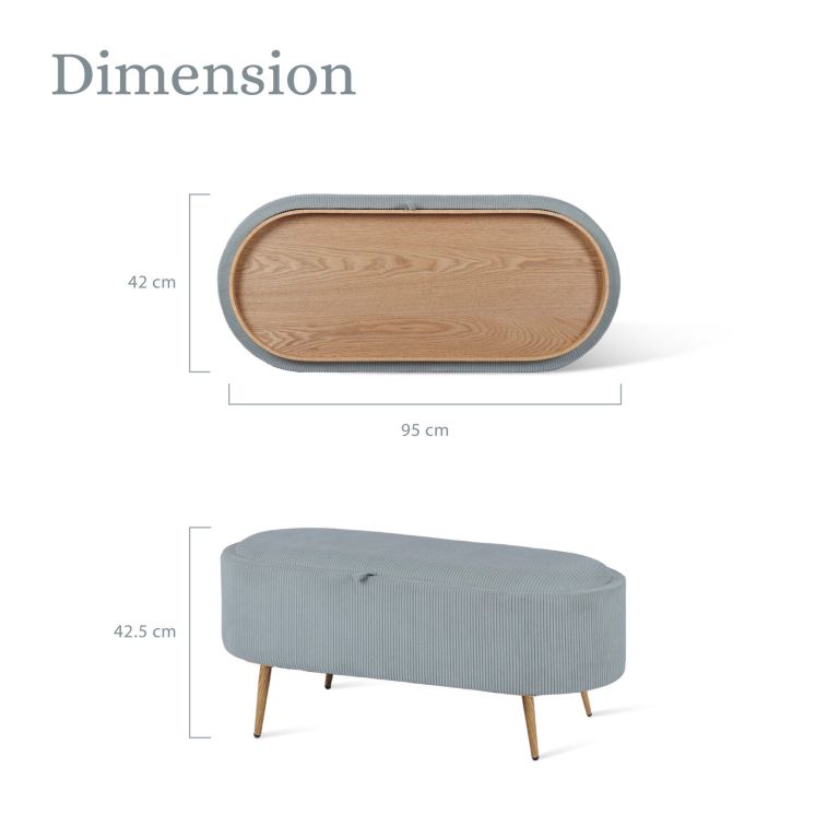 coffee table storage ottoman corduroy padded blanket box bench esme dusty blue