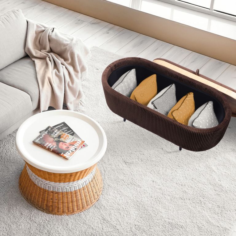 coffee table storage ottoman velvet padded blanket box bench irene brown