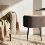 side table storage ottoman velvet padded stool vanity footstool cleo brown