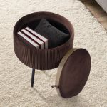 side table storage ottoman velvet padded stool vanity footstool cleo brown