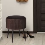 side table storage ottoman velvet padded stool vanity footstool cleo brown