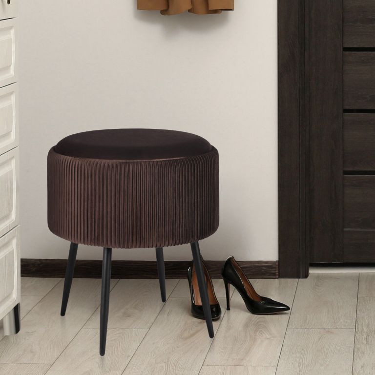 side table storage ottoman velvet padded stool vanity footstool cleo brown