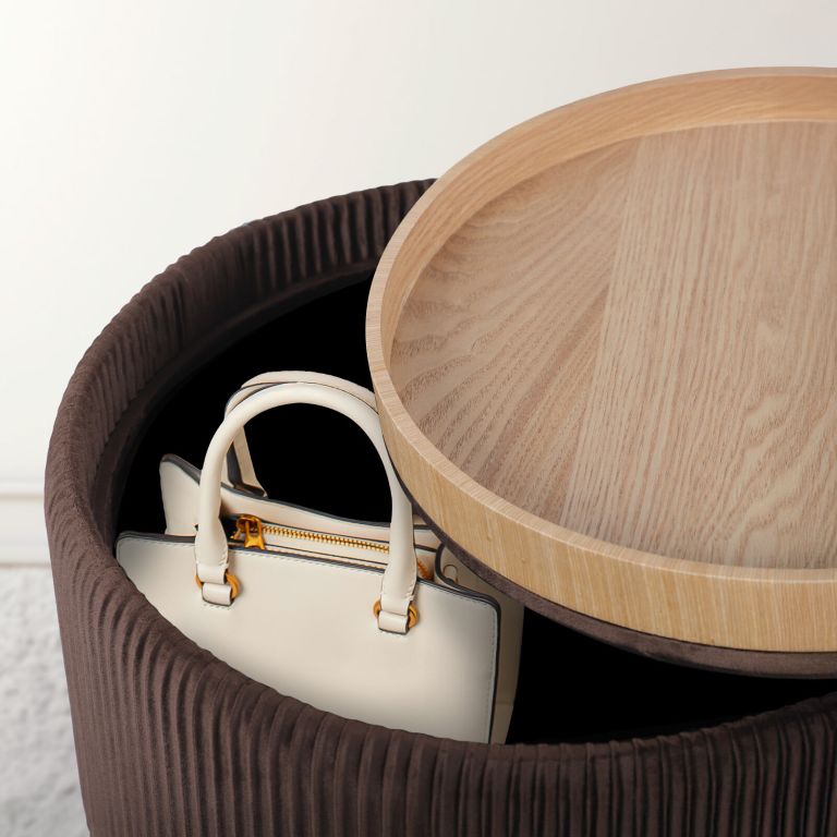 side table storage ottoman velvet padded stool vanity footstool cleo brown