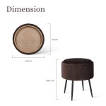 side table storage ottoman velvet padded stool vanity footstool cleo brown