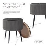 side table storage ottoman velvet padded stool vanity footstool cleo grey