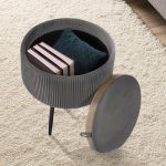 side table storage ottoman velvet padded stool vanity footstool cleo grey
