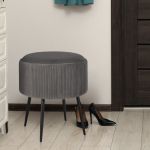 side table storage ottoman velvet padded stool vanity footstool cleo grey