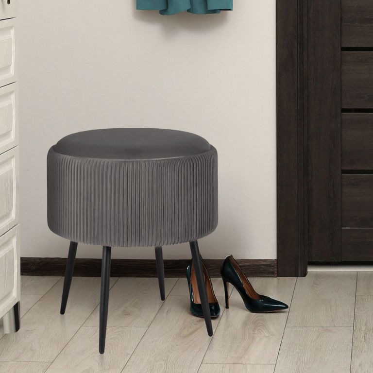 side table storage ottoman velvet padded stool vanity footstool cleo grey
