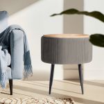 side table storage ottoman velvet padded stool vanity footstool cleo grey