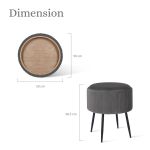 side table storage ottoman velvet padded stool vanity footstool cleo grey