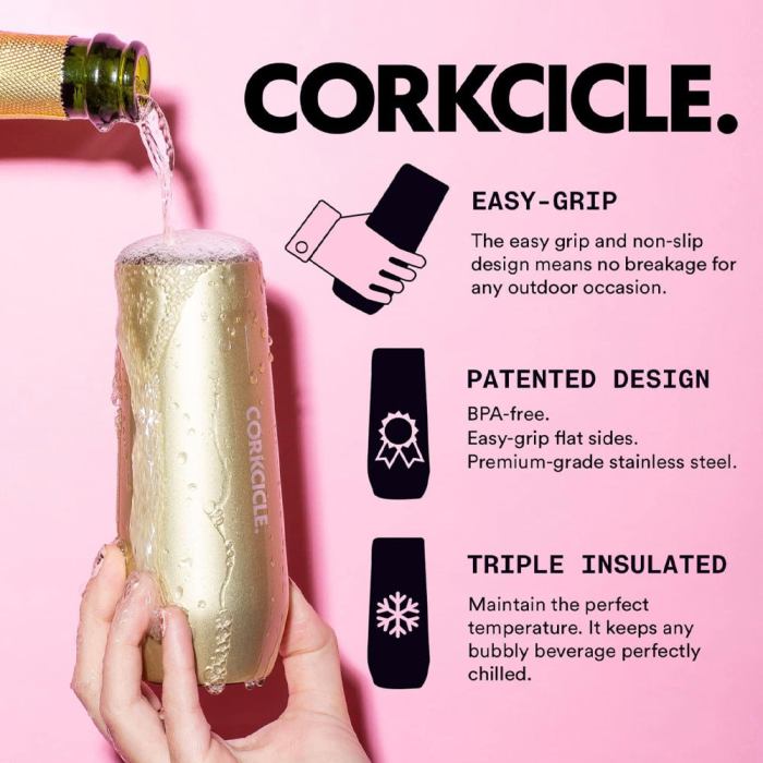 corkcicle stemless flute 207ml unicorn magic
