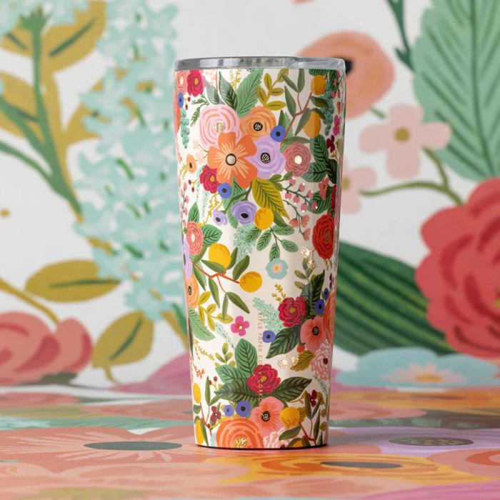 corkcicle tumbler 750ml rifle paper garden party cream