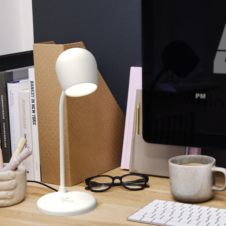 kreafunk ellie lamp w/ qi charger and bluetooth speaker white