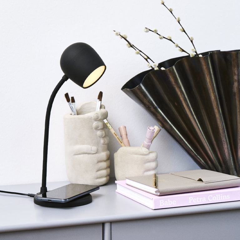 kreafunk ellie lamp w/ qi charger and bluetooth speaker black kreafunk ellie lamp w/ qi charger and bluetooth speaker black