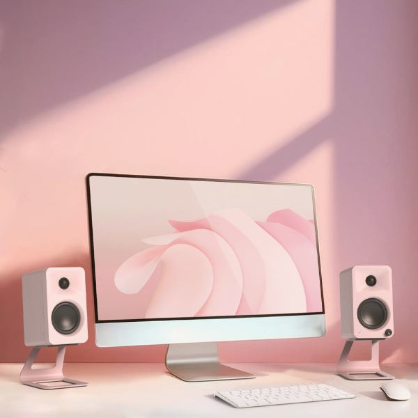 kanto ora 100w powered reference desktop computer speakers with bluetooth 5.0 pink kanto ora 100w powered reference desktop computer speakers with bluetooth 5.0 pink
