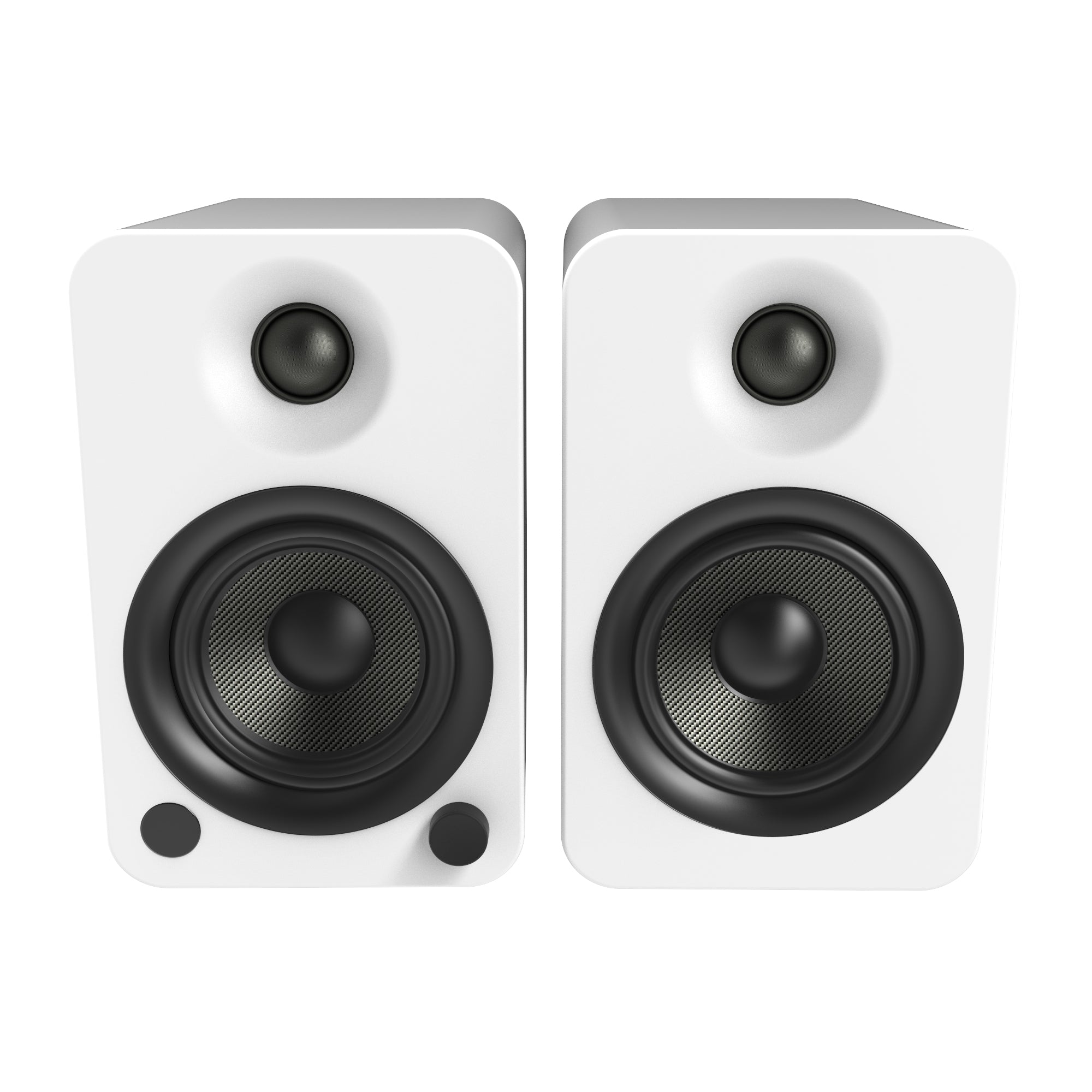 kanto yu4 140w powered bookshelf speakers with bluetooth and phono preamp pair, matte white
