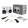 kanto yu4 140w powered bookshelf speakers with bluetooth and phono preamp pair, matte white