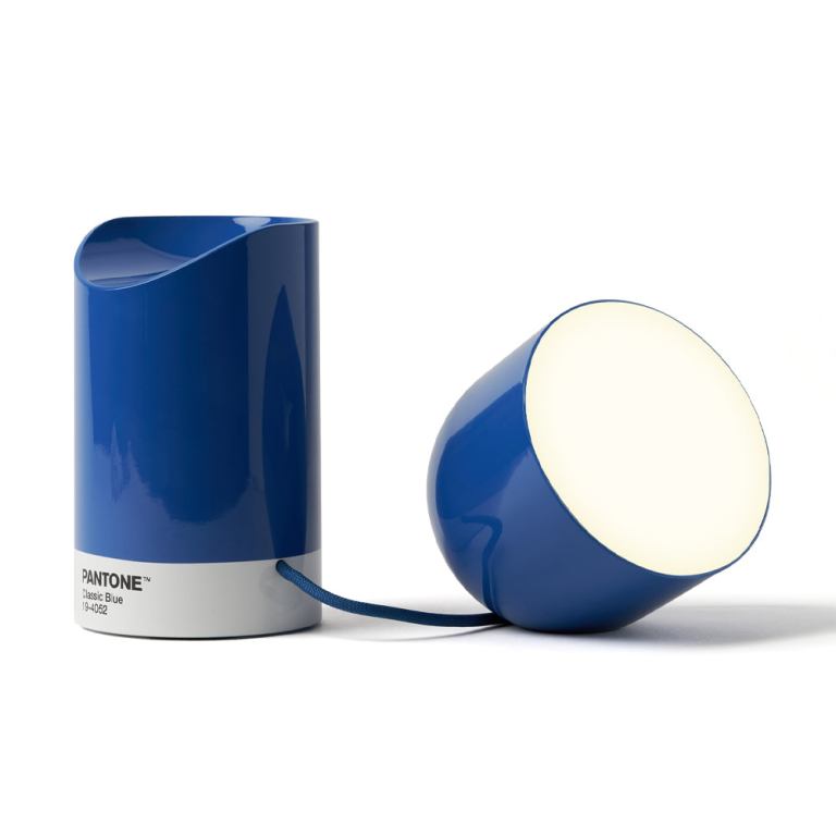 lexon orbe portable led lamp with moving head pantone classic blue