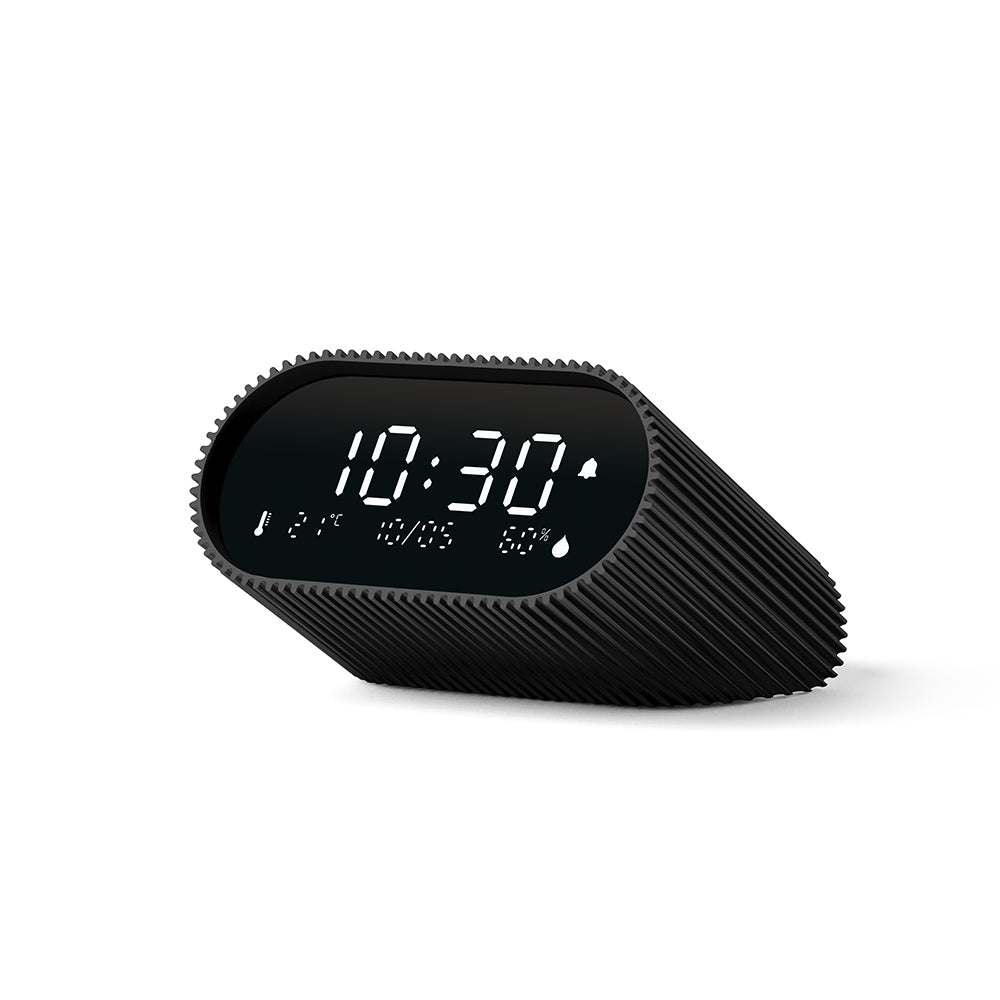 lexon ray clock lcd alarm clock with temperature / humidity display black