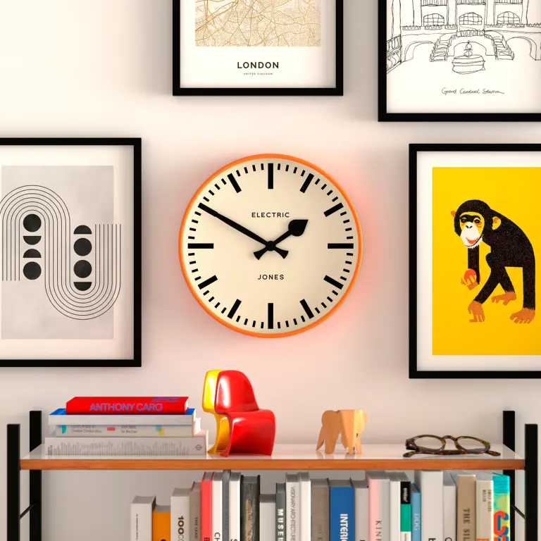 newgate jones railway wall clock orange