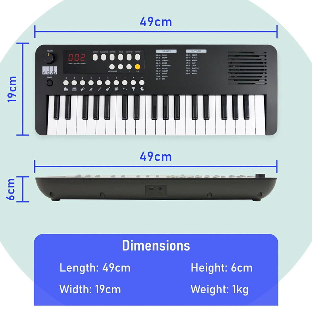 axus mini keyboard 37 key keyboard black
