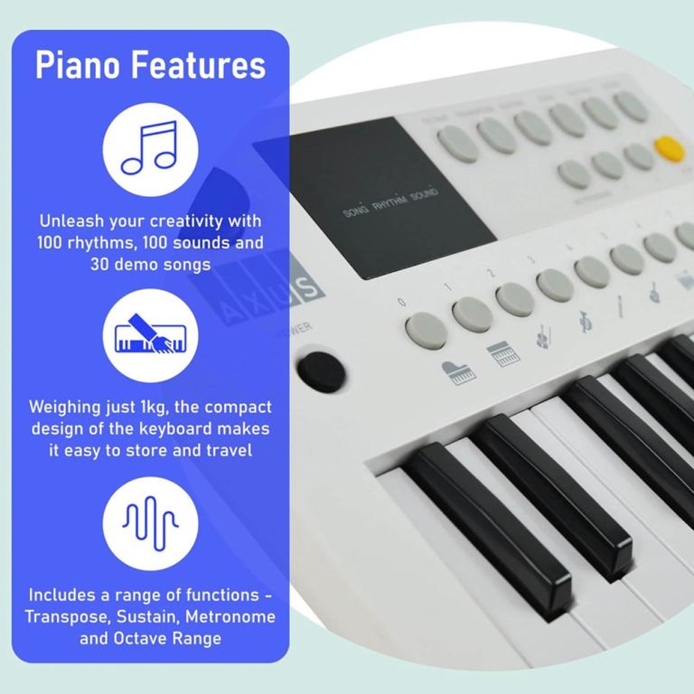 axus mini keyboard 37 key keyboard white