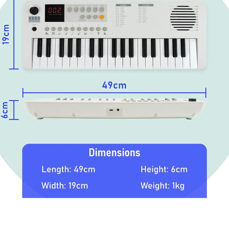 axus mini keyboard 37 key keyboard white