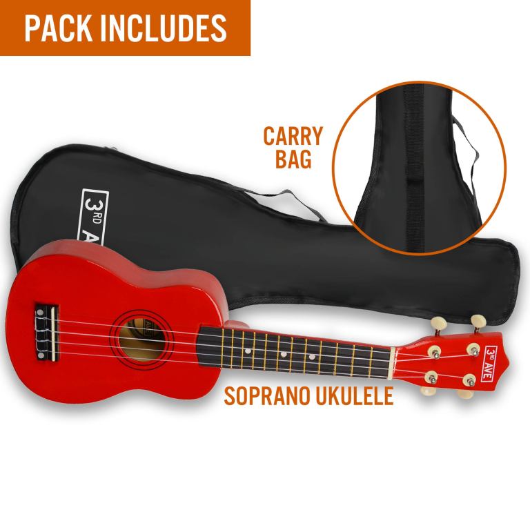 3rd avenue soprano ukulele red