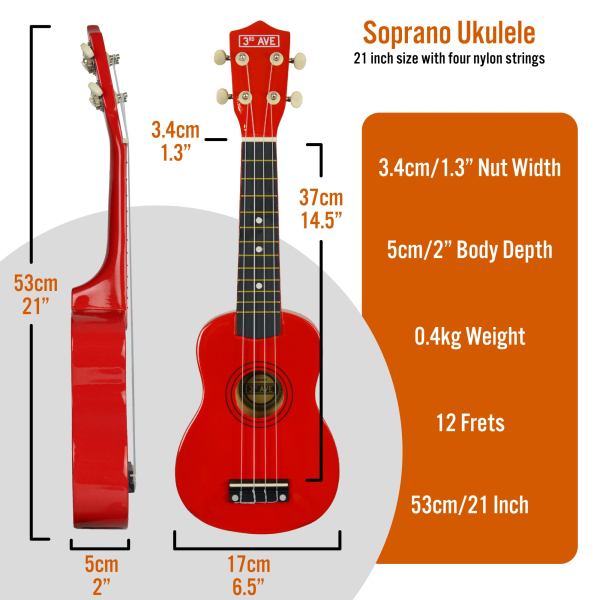 3rd avenue soprano ukulele red 3rd avenue soprano ukulele red