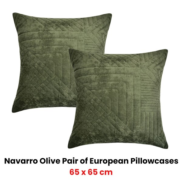 bianca pair of navarro olive european pillowcases 65 x 65cm