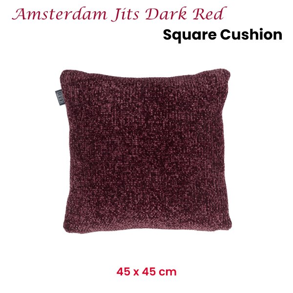 kaat amsterdam jits dark red square filled cushion 45cm x 45cm kaat amsterdam jits dark red square filled cushion 45cm x 45cm