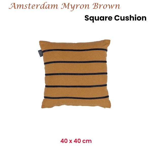 kaat amsterdam myron brown stripe square filled cushion 40cm x 40cm kaat amsterdam myron brown stripe square filled cushion 40cm x 40cm
