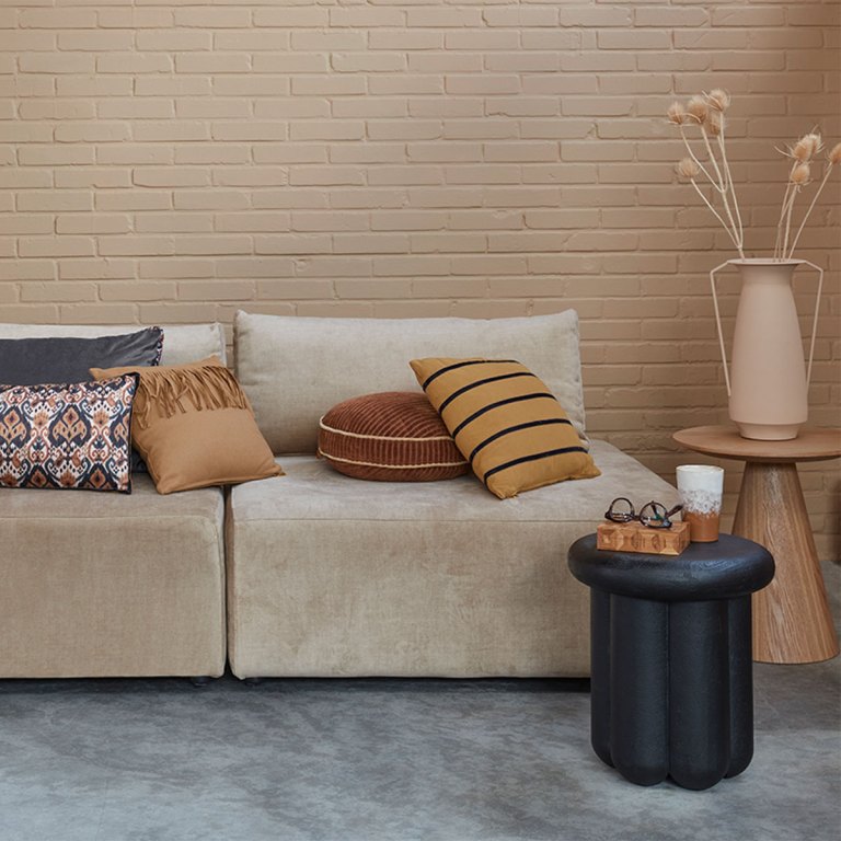 kaat amsterdam myron brown stripe square filled cushion 40cm x 40cm