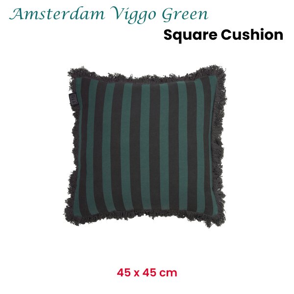 kaat amsterdam viggo green stripe square filled cushion 45cm x 45cm kaat amsterdam viggo green stripe square filled cushion 45cm x 45cm