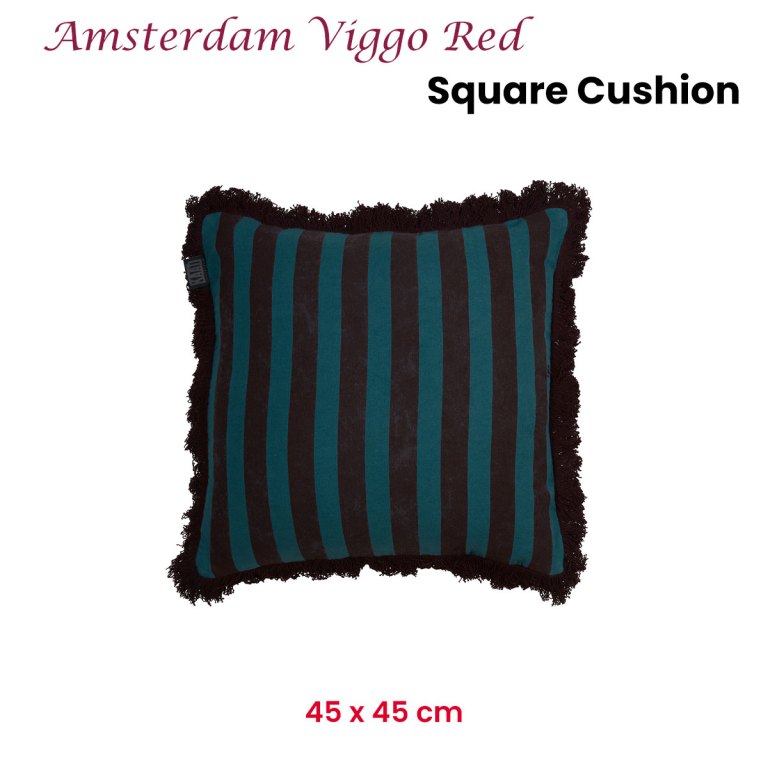 kaat amsterdam viggo red stripe square filled cushion 45cm x 45cm