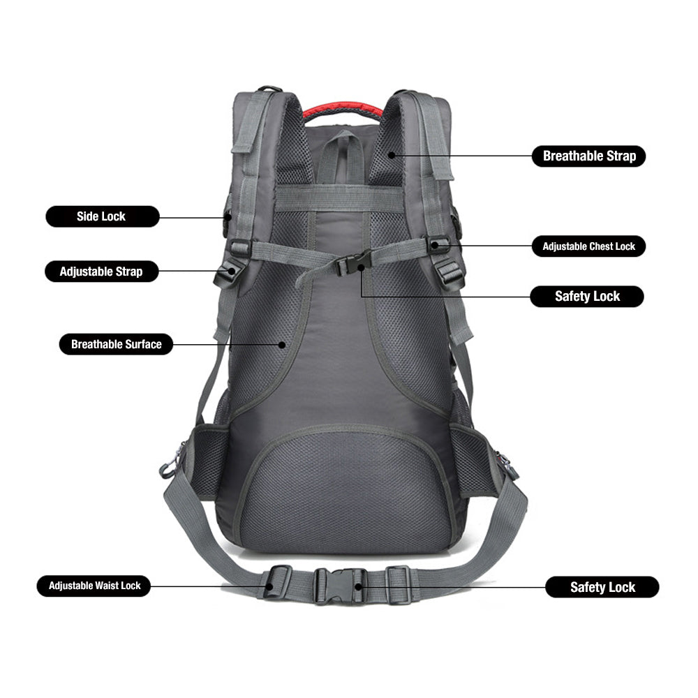 40l waterproof outdoor hiking backpack camping outdoor trekking bag(black)
