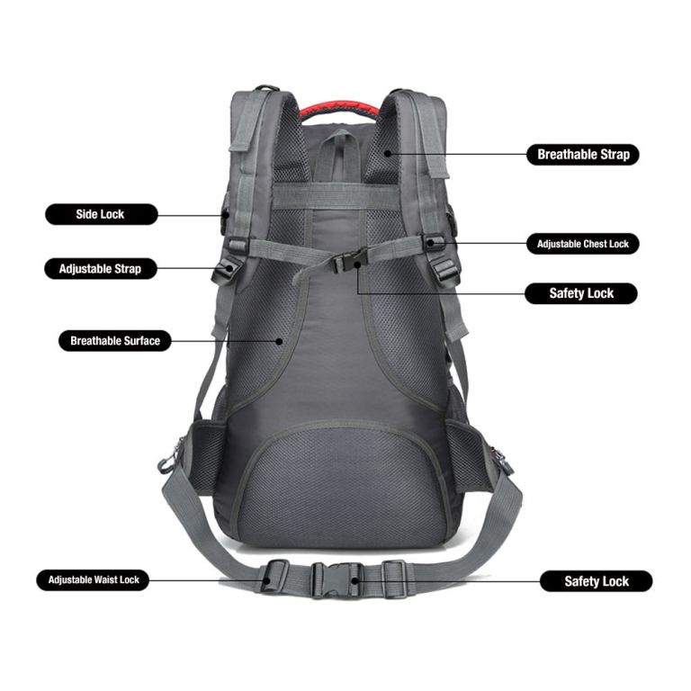 40l waterproof outdoor hiking backpack camping outdoor trekking bag(red)