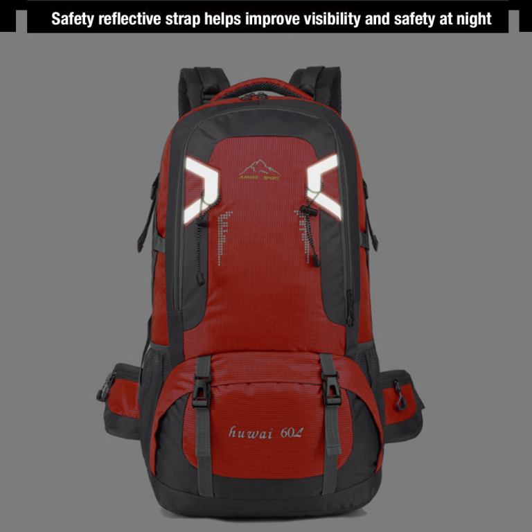 60l waterproof outdoor hiking backpack camping outdoor trekking bag(red)