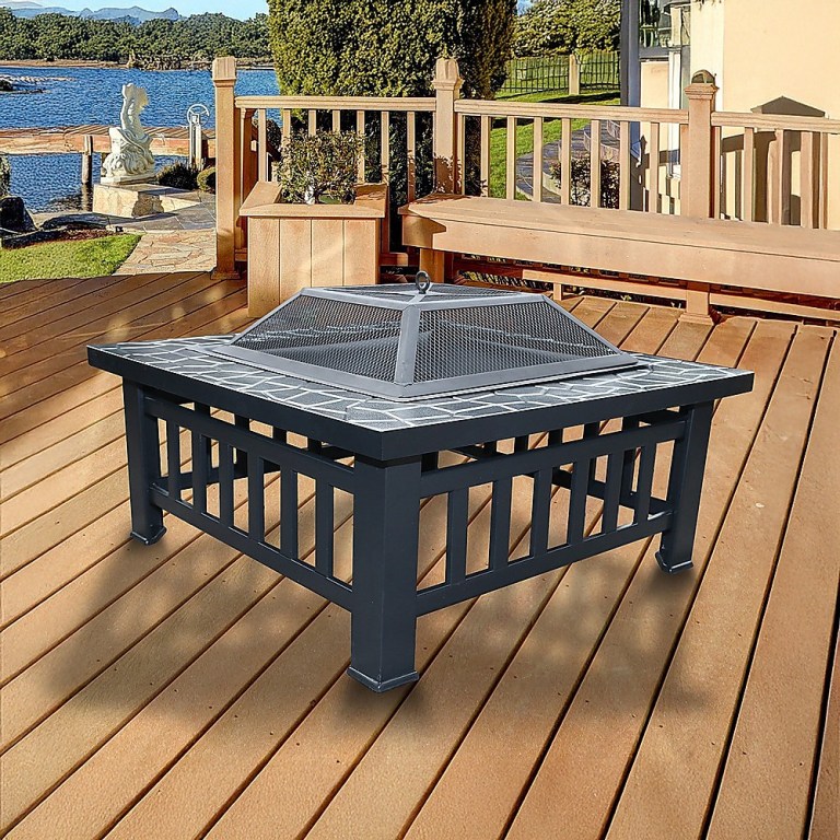18 square metal fire pit outdoor heater" 18 square metal fire pit outdoor heater"