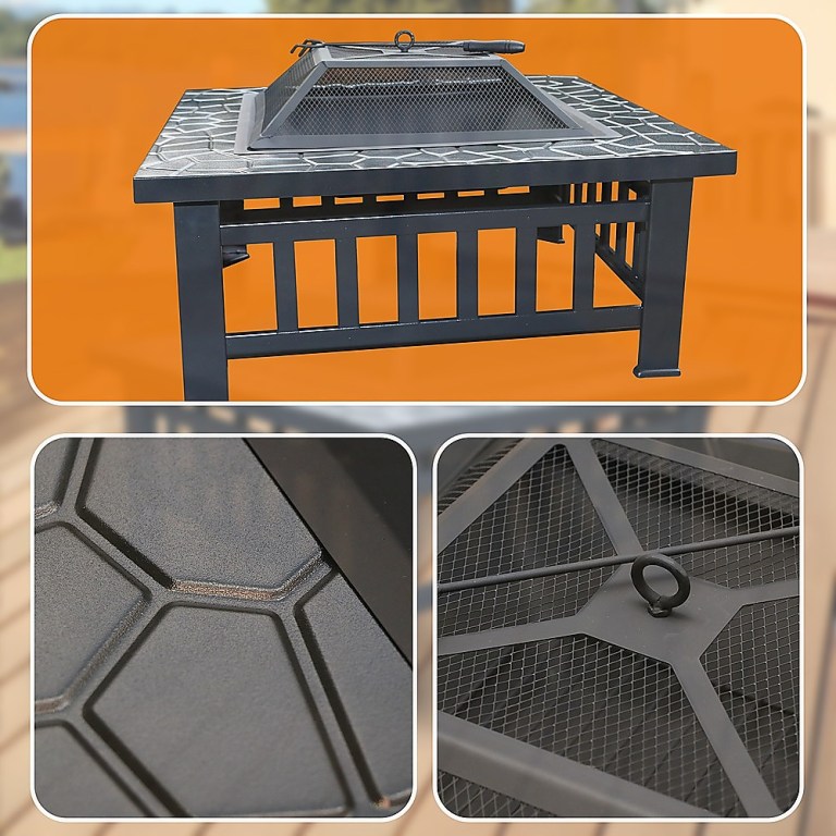 18 square metal fire pit outdoor heater" 18 square metal fire pit outdoor heater"