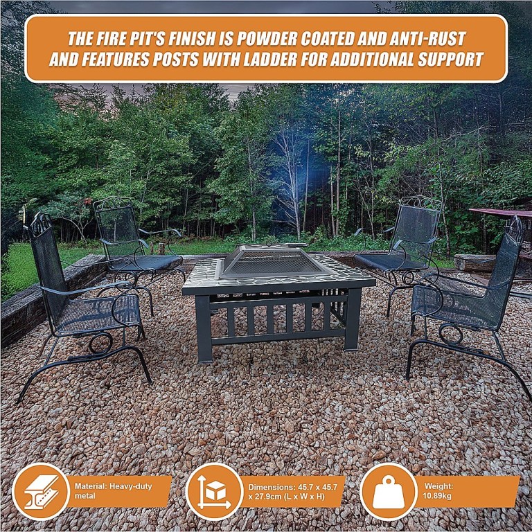 18 square metal fire pit outdoor heater" 18 square metal fire pit outdoor heater"